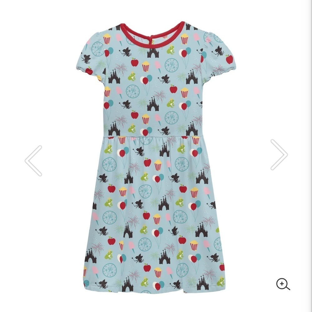 Kickee Pants Blue Dress with Red Trim and Fun Print
